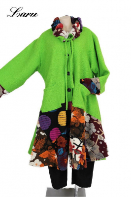 Wollmantel Patchwork grün 6074 [OneSize | Grün]