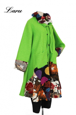 Wollmantel Patchwork grün 6074 [OneSize | Grün]