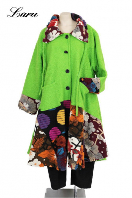 Wollmantel Patchwork grün 6074 [OneSize | Grün]