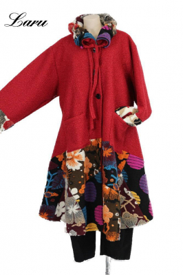 Wollmantel Patchwork rot 6074 [OneSize | Rot]