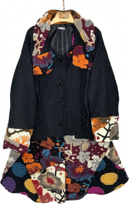 Wollmantel Patchwork schwarz 6074 [OneSize | schwarz]