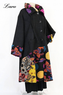 Wollmantel Patchwork schwarz 6074 [OneSize | schwarz]