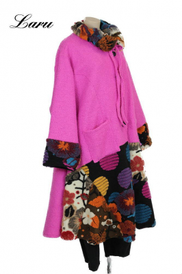 Wollmantel Patchwork pink 6074 [OneSize | Pink]