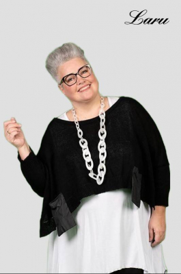 Strickpullover kurz Überwurf AKH 2517 Stella [OneSize | schwarz]