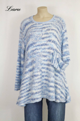 Flauschiger Boucle Strickpullover 1892 himmelblau