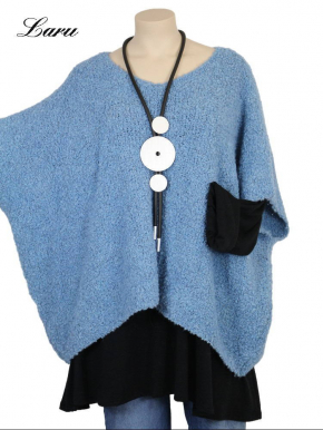 Strickpullover lang Wollboucle Big Size 8312B