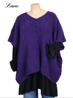 Strickpullover lang Wollboucle Big Size 8312B