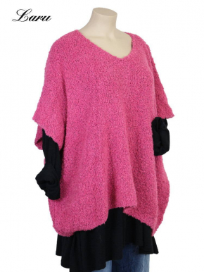 Strickpullover lang Wollboucle Big Size 8312B