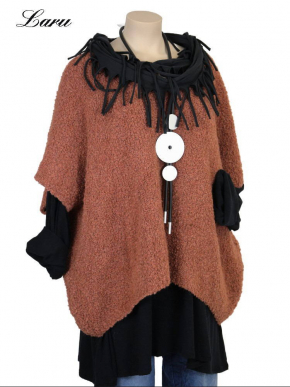 Strickpullover lang Wollboucle Big Size 8312B