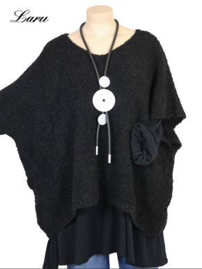 Strickpullover lang Wollboucle Big Size 8312B