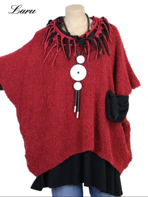 Strickpullover lang Wollboucle Big Size 8312B