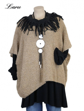 Strickpullover lang Wollboucle Big Size 8312B