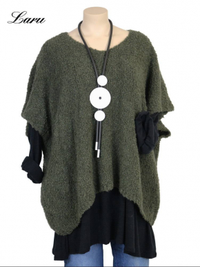 Strickpullover lang Wollboucle Big Size 8312B