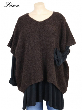 Strickpullover lang Wollboucle Big Size 8312B