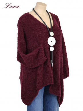 Strickpullover Wollboucle Versatz A1408 [OneSize | weinrot]