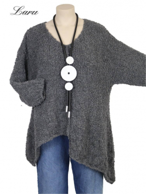 Strickpullover Wollboucle Versatz A1408 [OneSize | Grau]