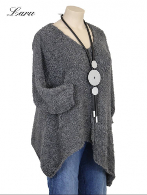 Strickpullover Wollboucle Versatz A1408 [OneSize | Grau]