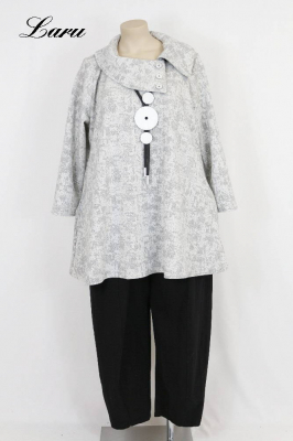 Shirt Jacquard weiß grau mit Knöpfe [4 | weiß/grau]