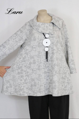 Shirt Jacquard weiß grau mit Knöpfe [4 | weiß/grau]