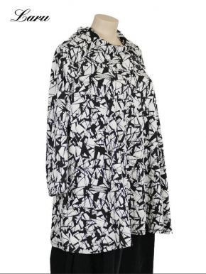 Shirt Jacquard schwarz weiß Kragen mit Knöpfe