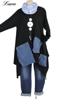 Shirt mit Jeansapplikation 6647