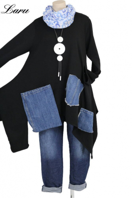 Shirt mit Jeansapplikation 6647