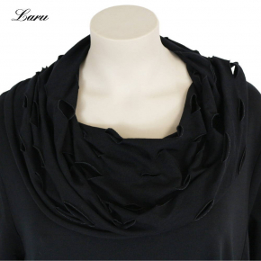 Shirt mit Lochkragen und Jeansapplikation 6645