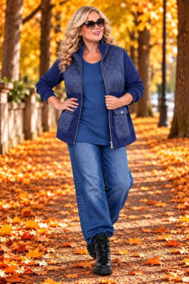 Sweatjacke mit Stepp Patch dunkelblau [M | dunkelblau]