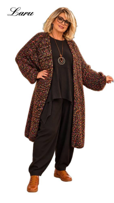Strickjacke Cardigan bunt changiert 2618 Plus Size [OneSize | Braun]
