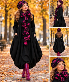 Wollmantel Winterfresh 2026 im Set [OneSize | schwarz/fuchsia]