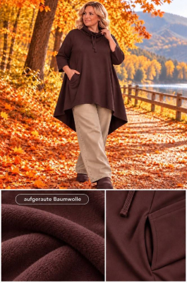 Kuschel Shirt ALine Kragen [OneSize | dunkelbraun]